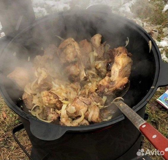 Казан Узбекский чугунный 8 литров с крышкой новый