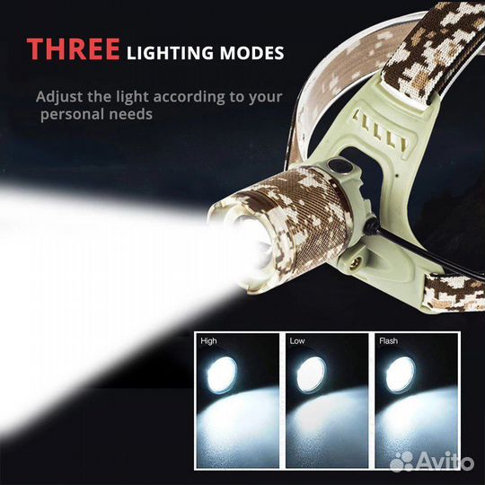 Налобный аккумуляторный фонарь