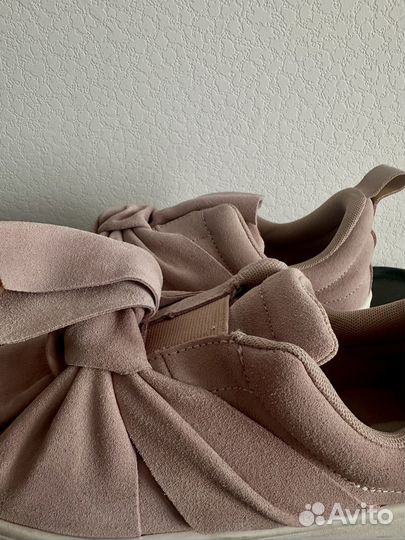 Слипоны/туфли H&M нат замша, розовые