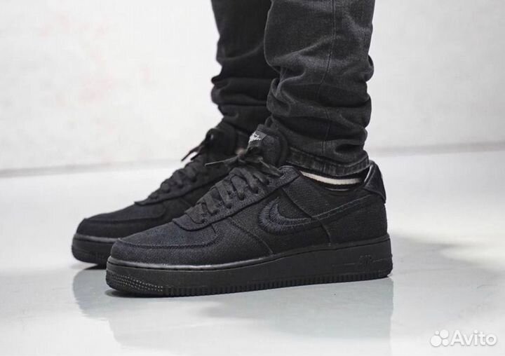 Кроссовки Nike Air Force 1 Stussy Black (36-45)