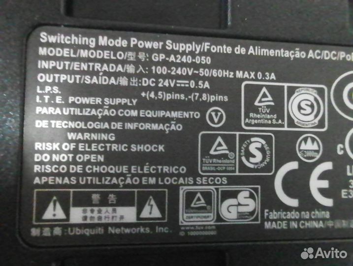 Ubiquiti блок питания lan poe инжектор 24В