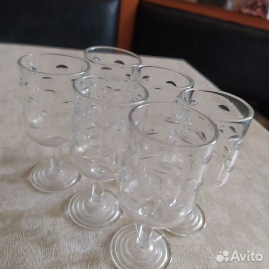 Хрустальные рюмки СССР, сахарница, фужеры винтаж