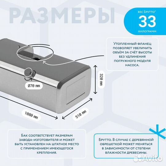 Бензобак с утопленным фланцем 150л вместо пластика