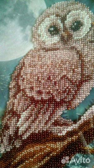 Картина бисером Сова в ночном лесу