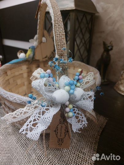 Пасхальная корзина, пасхальный декор, пасха