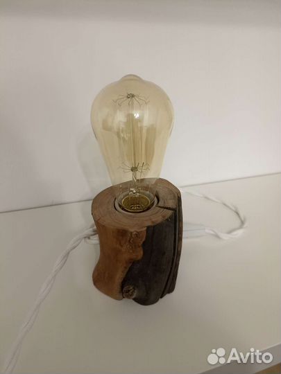 Лампа настольная лофт дерево