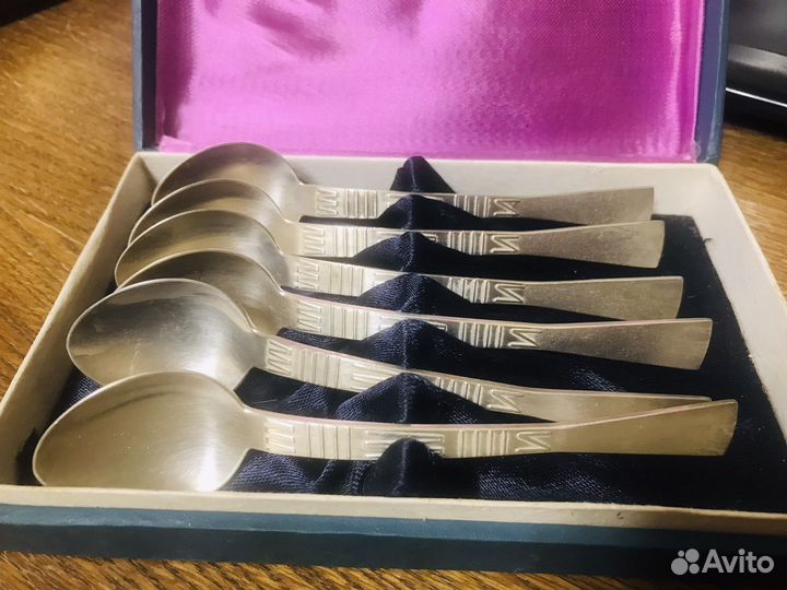 Новый набор чайных ложек мельхиор СССР