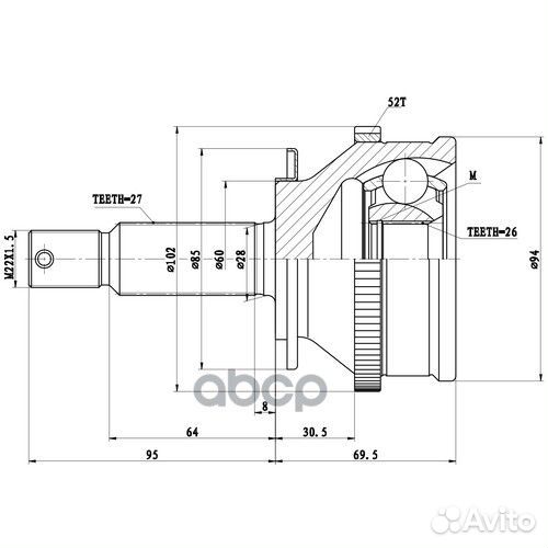 ШРУС ШРУС наружный hyundai santa FE BB (00-06)