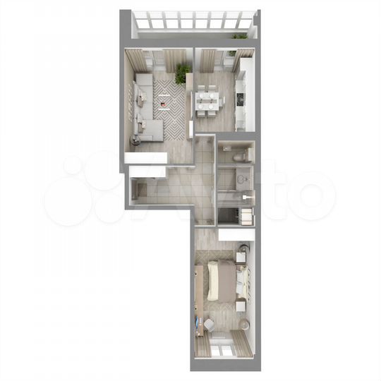 2-к. квартира, 60,4 м², 1/16 эт.