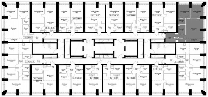 2-к. квартира, 64,8 м², 4/55 эт.