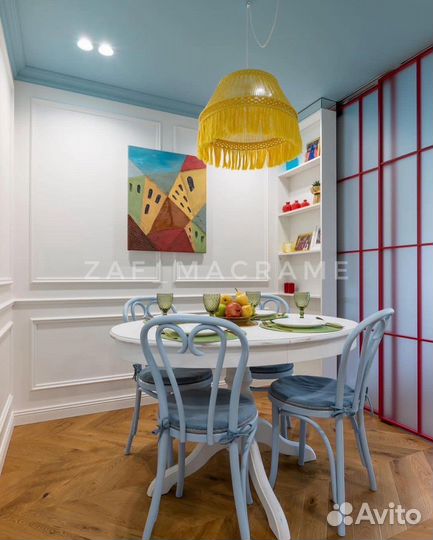 Макраме люстра желтая