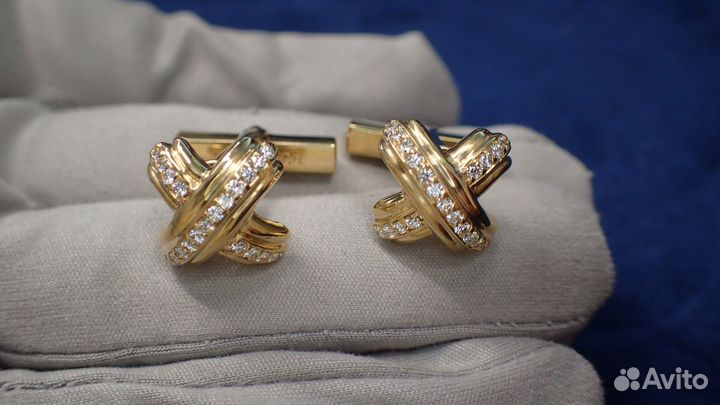 Золотые запонки Tiffany&Co Signature X