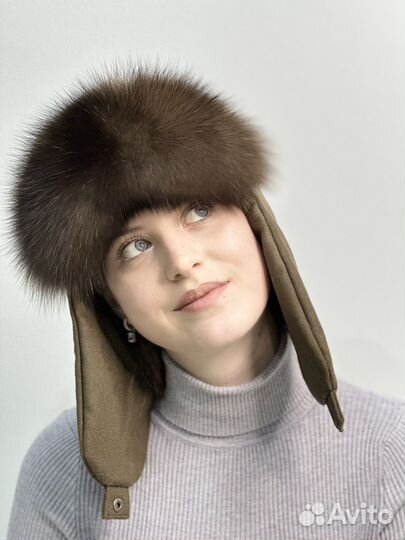 Шапка ушанка из соболя