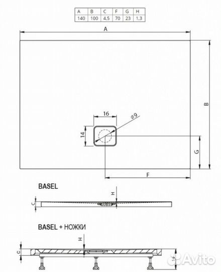 Душевой поддон Riho Basel 434 140x100 белый