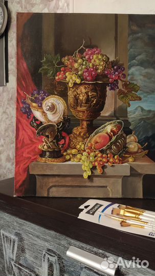 Картина маслом, Старинный Натюрморт с наутилусом