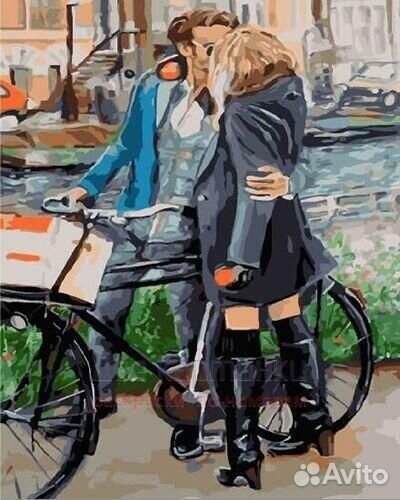 Картина по номерам 40x50 Страстный поцелуй у велос