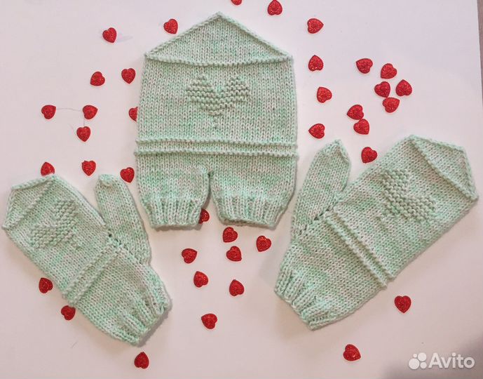 Варежки для влюбленных. Новые. 50 шерсть, мягкие