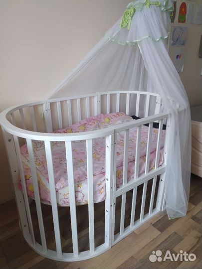 Детская кроватка трансформер круглая 7в1