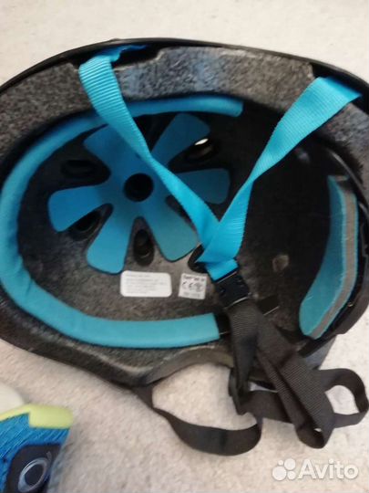 Детские раздвижные ролики р.32-35, комплект защиты