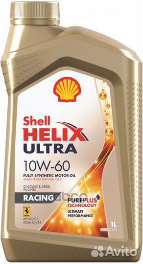 Масло моторное shell Helix Ultra Racing 10W-60