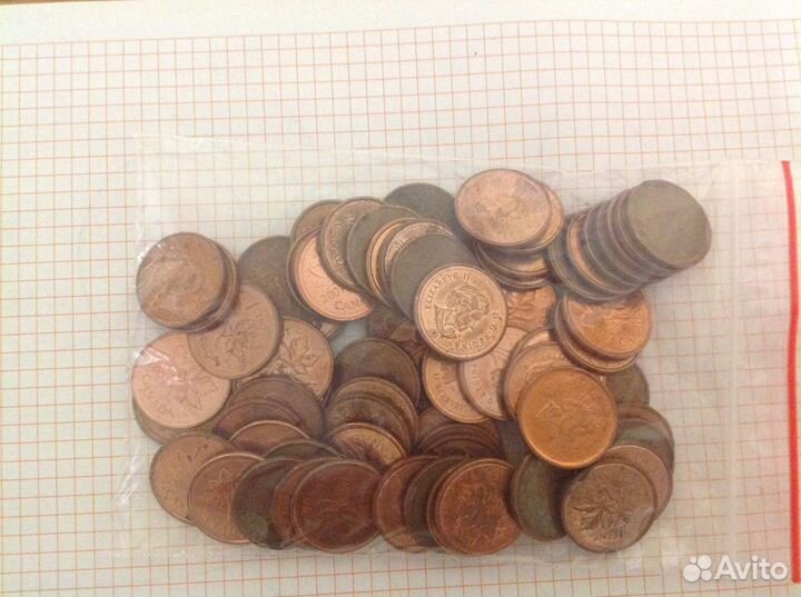 Канада 1 цент монетами по 1 центу 107 штук