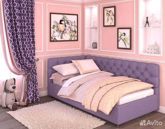 Кровать детская с мягким изголовьем