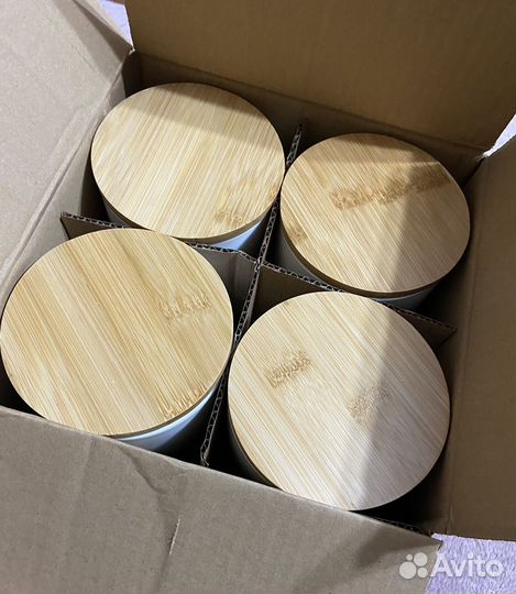 Керамические банки с бамбуковой крышкой