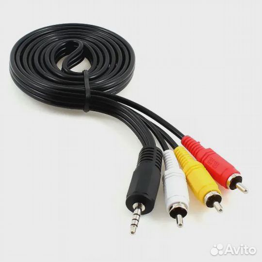 Кабель 3 RCA тюльпан - jack 3,5 (150 см)