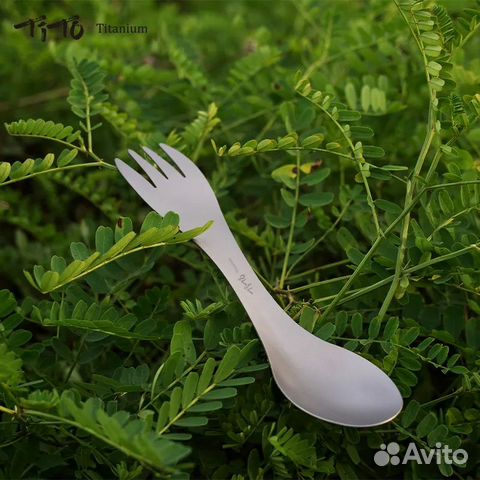 Ловилка(ложка+вилка 2 в 1) титановая+чехол