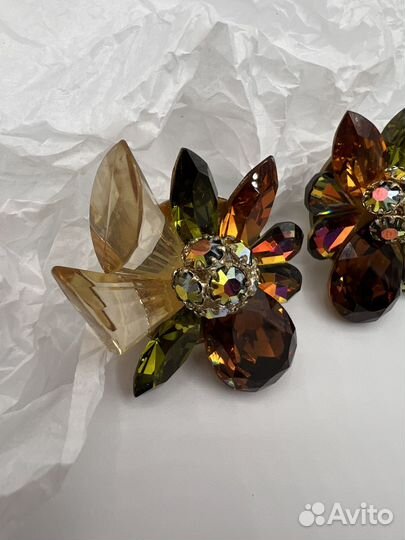 Винтажные клипсы с кристаллами аб Judith, США