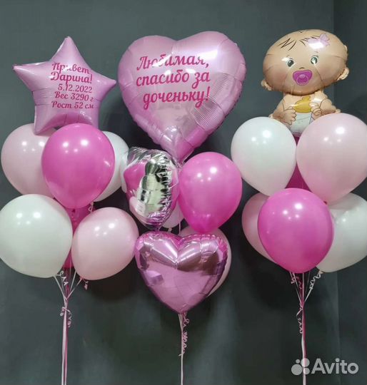 Гелиевые воздушные шары на выписку