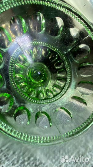 Ваза для фруктов 19в урановое стекло