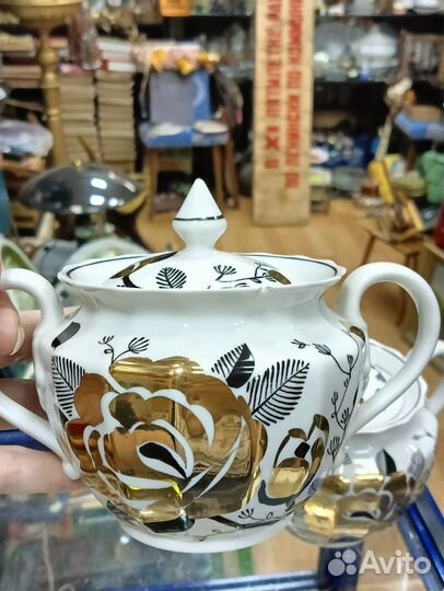 Сервиз чайный остатки с дефектами Вербилки Золот
