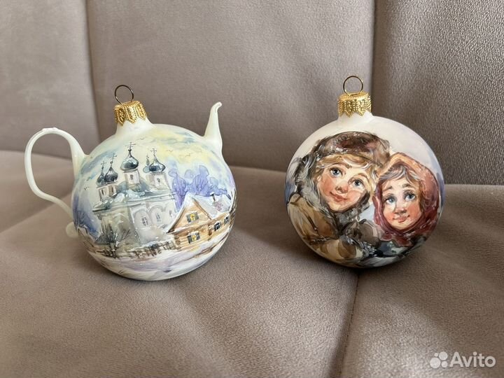 Набор елочных игрушек ручной росписи