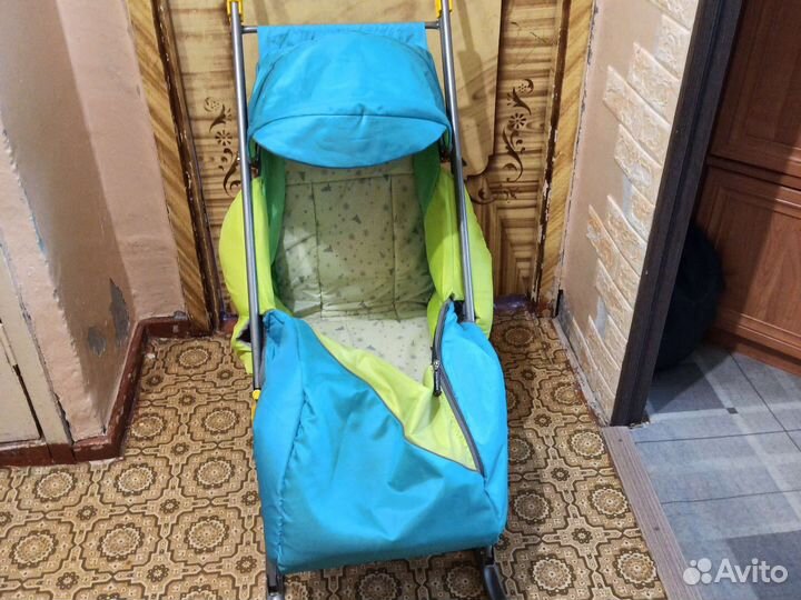 Детские санки коляска с колесами