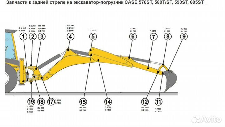 Пальцы и втулки задней стрелы case 570ST 580ST