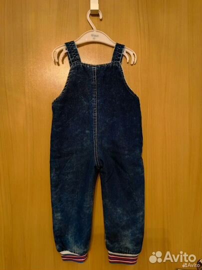Полукомбинезон джинсовый с начёсом 74-80