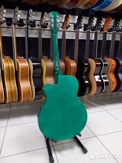 Гитара Акустическая Зеленая Новая