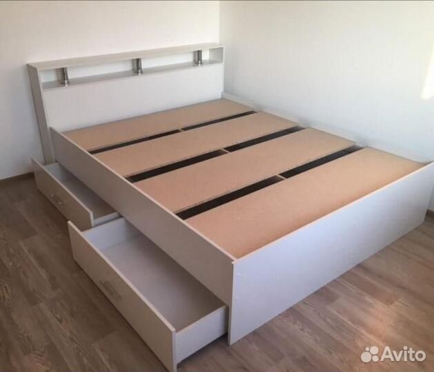 Кровать с ящиками белая 1,4 Саломея