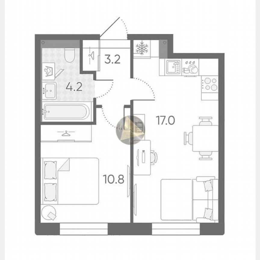 1-к. квартира, 35,6 м², 3/14 эт.
