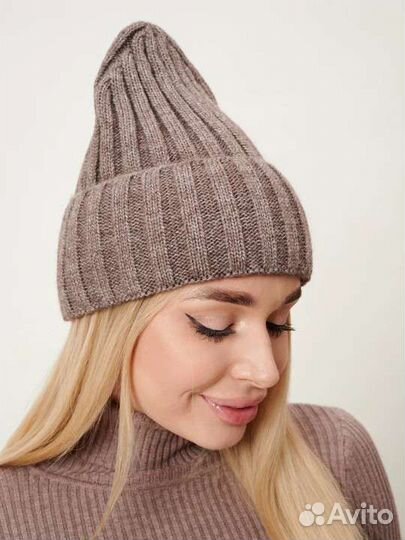 Шапка бини тыковка коричневая весна