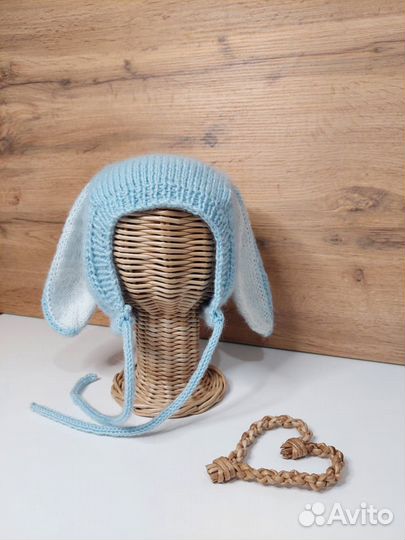 Детская шапочка с ушками зайки