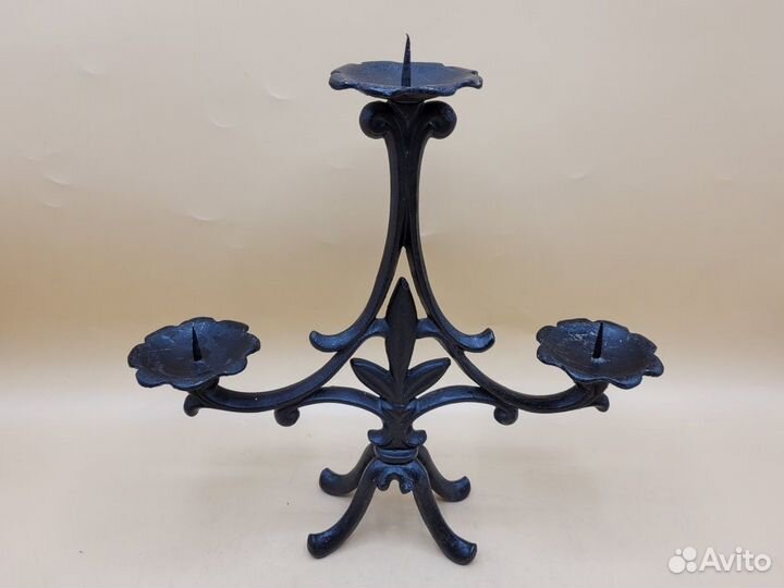 Подсвечник на 3 свечи ажурный Касли Куса 27*27 см