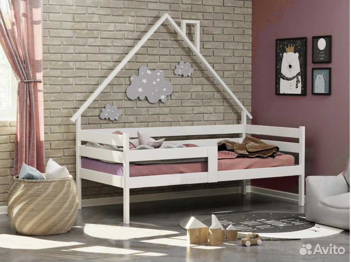 Софа детская Домик с бортиком берёза