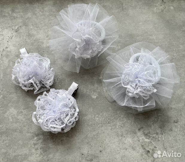 Резинки бантики белые заколки ручная работа