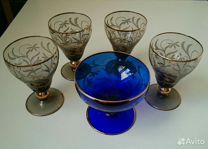 Винтаж Цветное стекло Богемия Чехословакия