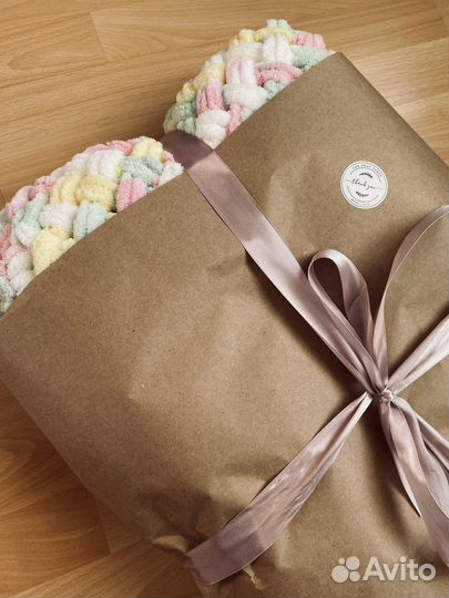 Плед покрывало плюшевое ручная работа ализе пуффи