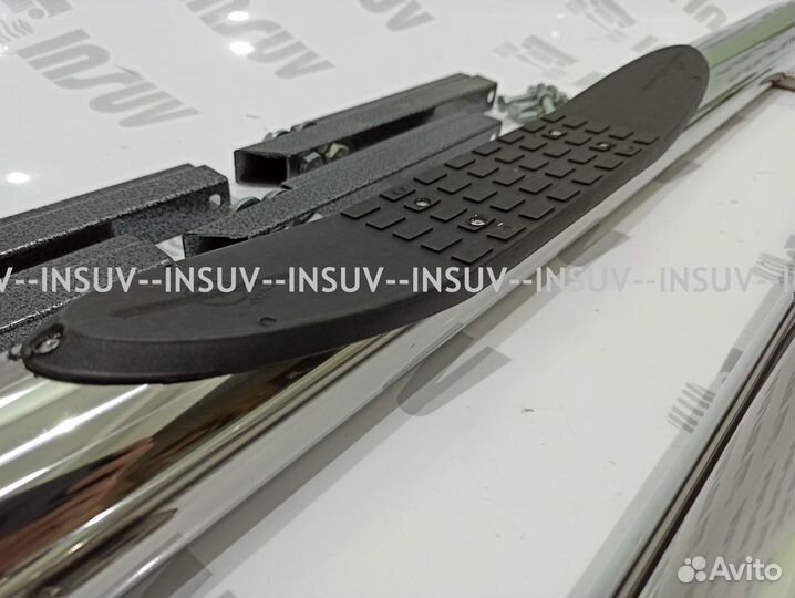 Пороги на Ниву с проступью люкс нержавейка д76