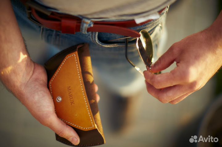 Футляр для очков из натуральной кожи ручной работы