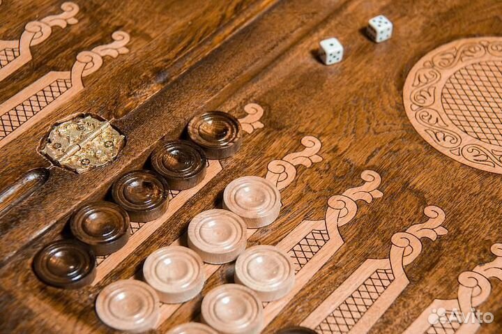 Нарды и шашки резные Загадочное сияние 61 х 70 см бук Армения 62414